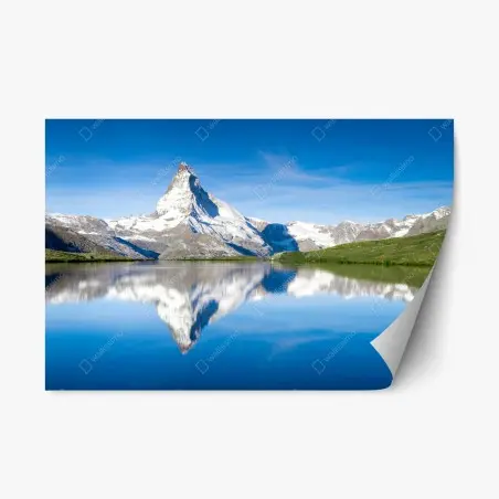 Repositionierbarer Aufkleber majestätische bergspiegelung über alpensee – Wallnifity®