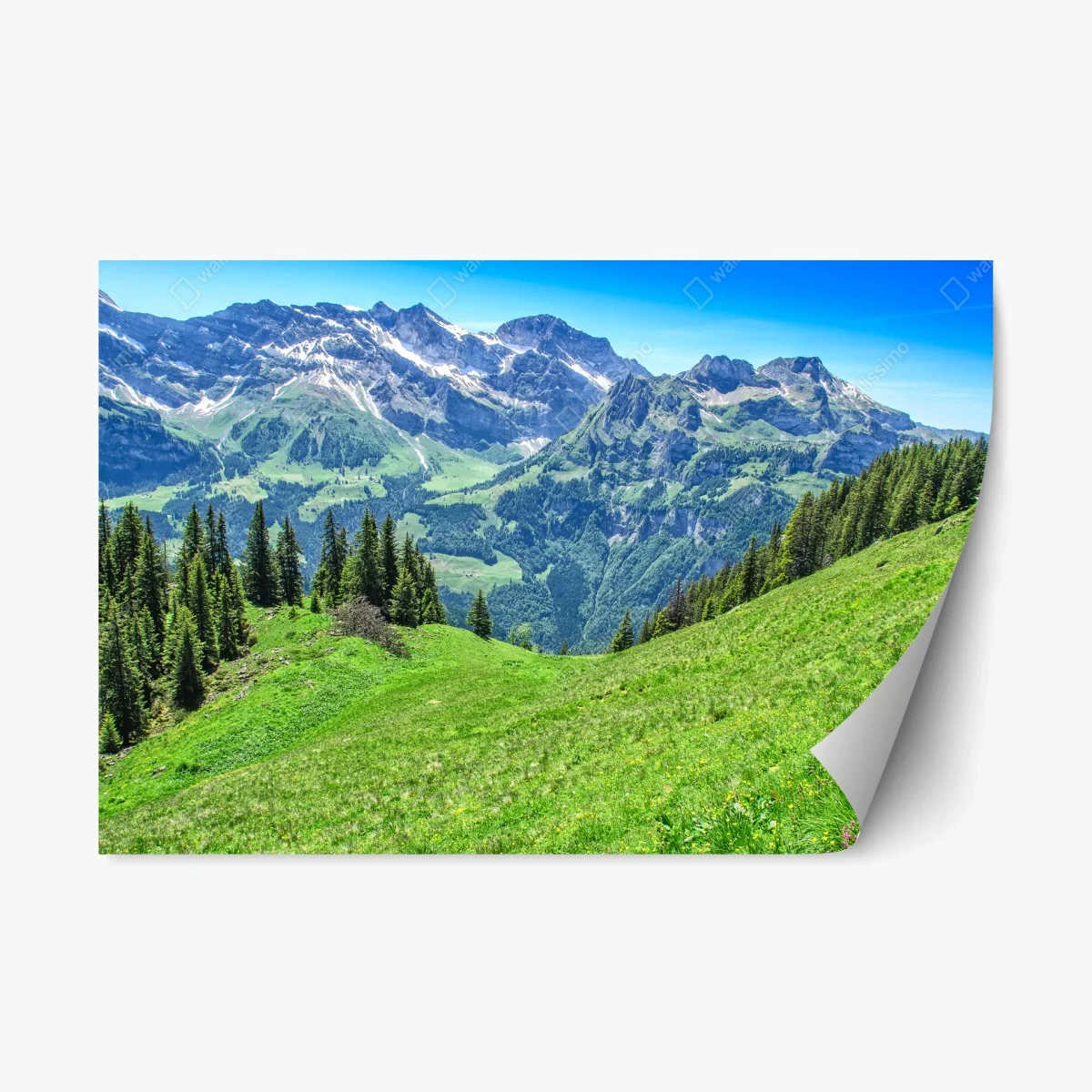 Repositionierbarer Aufkleber alpine panorama über Engelberg, Schweiz – Wallnifity® Repositionierbarer Aufkleber alpine panorama über Engelberg, Schweiz – Wallnifity®