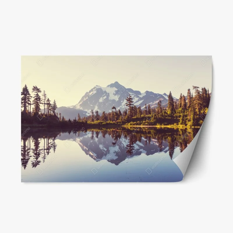 Repositionierbarer Aufkleber spiegelung von Mount Shuksan im bergsee