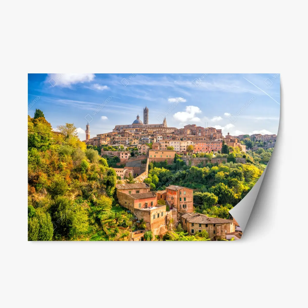 Repositionierbarer Aufkleber Siena stadtpanorama, Italien – Wallnifity®