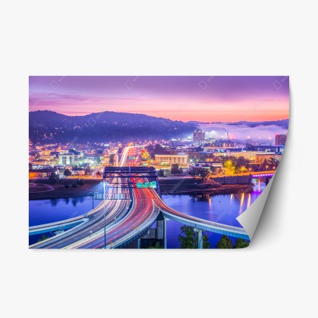 Repositionierbarer Aufkleber Charleston skyline bei dämmerung – Wallnifity®