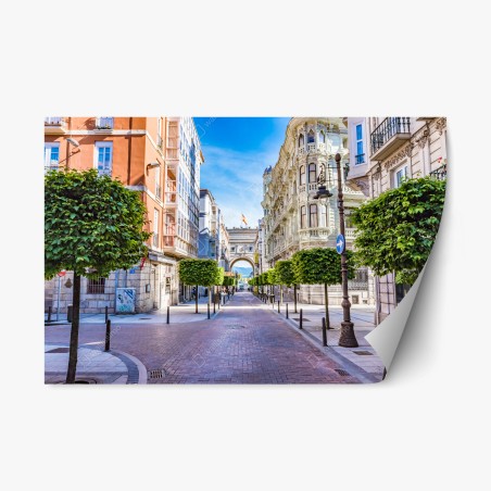 Repositionierbarer Aufkleber Santander straße im stadtkern mit historischem bogen – Wallnifity®
