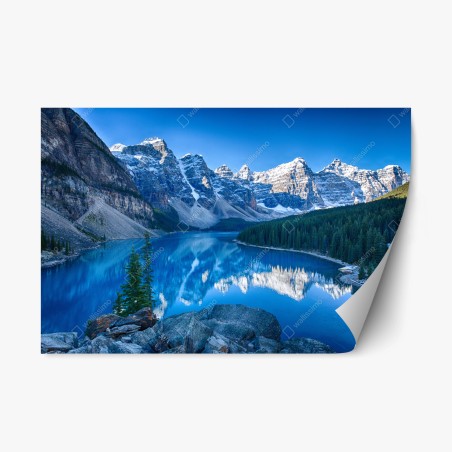 Repositionierbarer Aufkleber ruhiger bergsee mit spiegelung – Wallnifity®