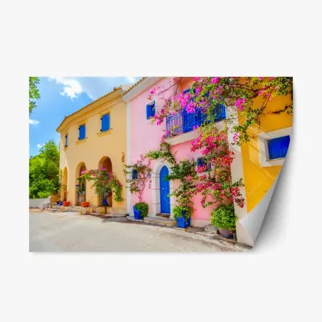 Repositionierbarer Aufkleber bunte straße auf Kefalonia – Wallnifity®