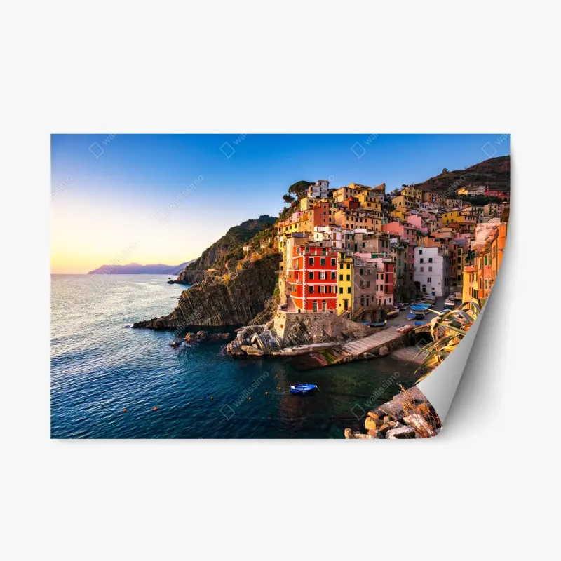 Repositionierbarer Aufkleber sonnenuntergang über Riomaggiore, Cinque Terre