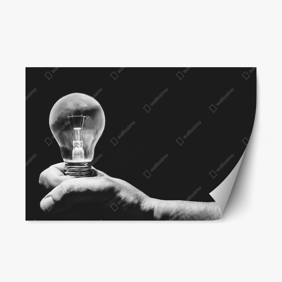 Repositionierbarer Aufkleber monochrome hand hält glühbirne – Wallnifity®