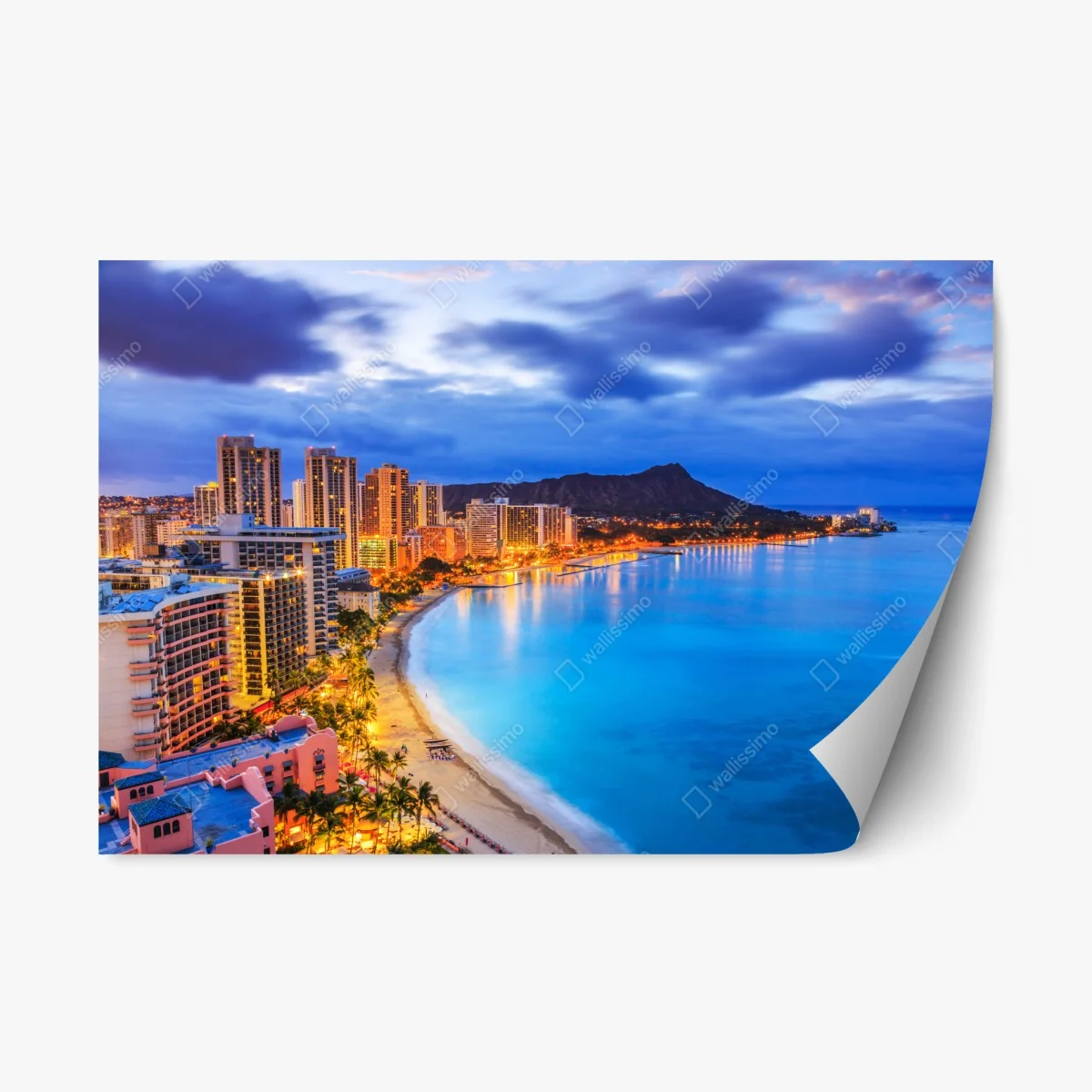 Repositionierbarer Aufkleber Honolulu skyline bei dämmerung – Wallnifity® Repositionierbarer Aufkleber Honolulu skyline bei dämmerung – Wallnifity®