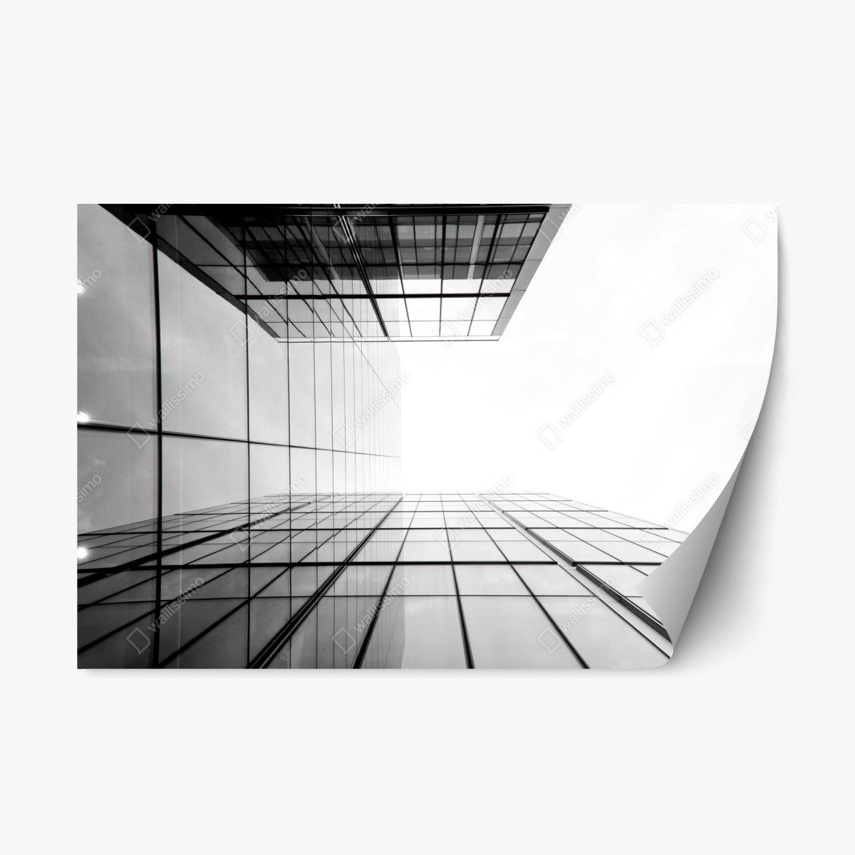 Repositionierbarer Aufkleber minimalistische glasfassade perspektive – Wallnifity®