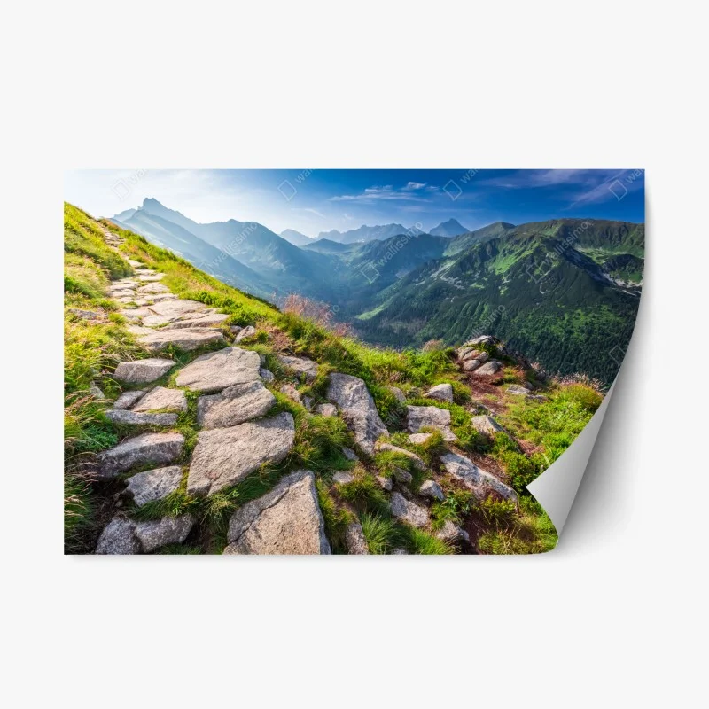 Repositionierbarer Aufkleber sonnenaufgang über dem Tatra-wanderweg
