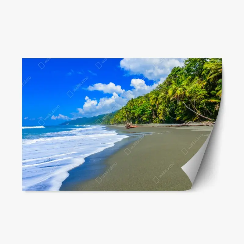 Repositionierbarer Aufkleber wilder strand bei Corcovado, Costa Rica
