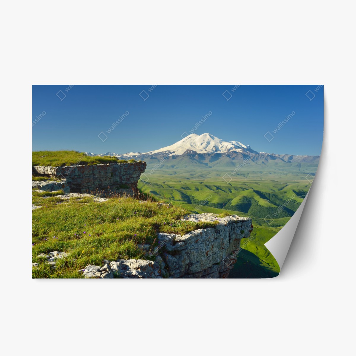 Repositionierbarer Aufkleber majestätischer Elbrus am morgen – Wallnifity®
