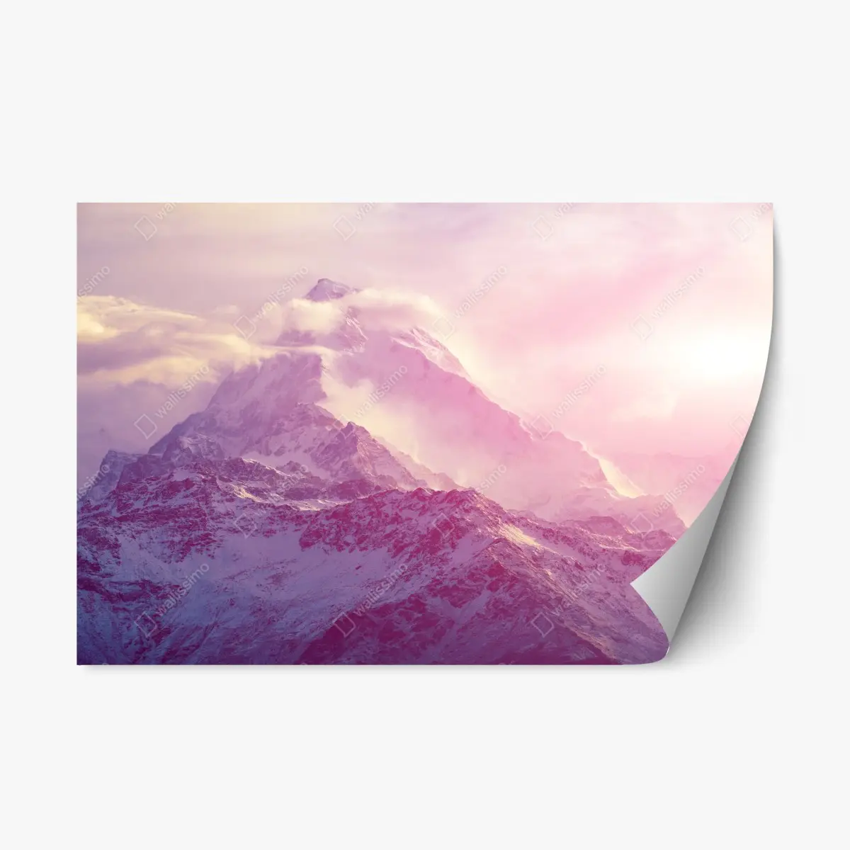 Repositionierbarer Aufkleber pastellfarbener sonnenaufgang über den bergen – Wallnifity® Repositionierbarer Aufkleber pastellfarbener sonnenaufgang über den bergen – Wallnifity®