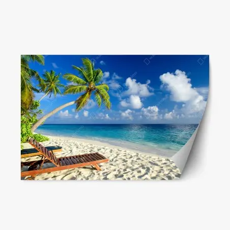 Repositionierbarer Aufkleber tropischer strand auf den Malediven – Wallnifity®