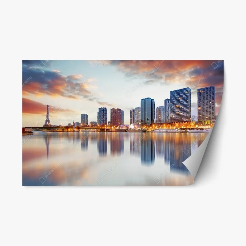 Repositionierbarer Aufkleber Paris skyline bei sonnenuntergang mit Eiffelturm