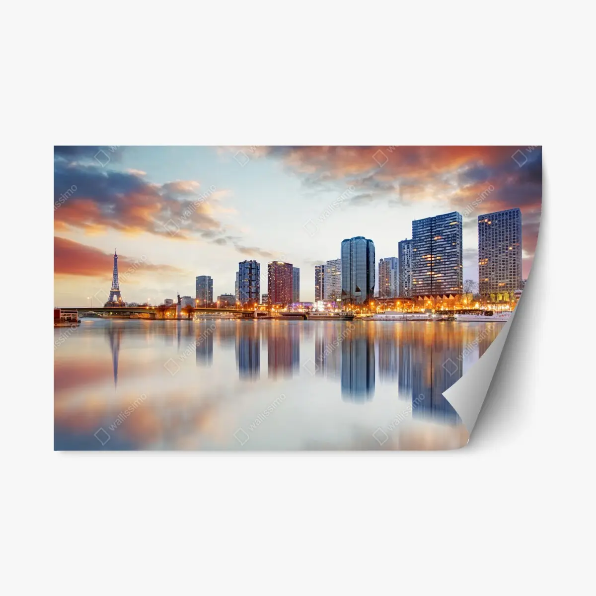 Repositionierbarer Aufkleber Paris skyline bei sonnenuntergang mit Eiffelturm – Wallnifity®