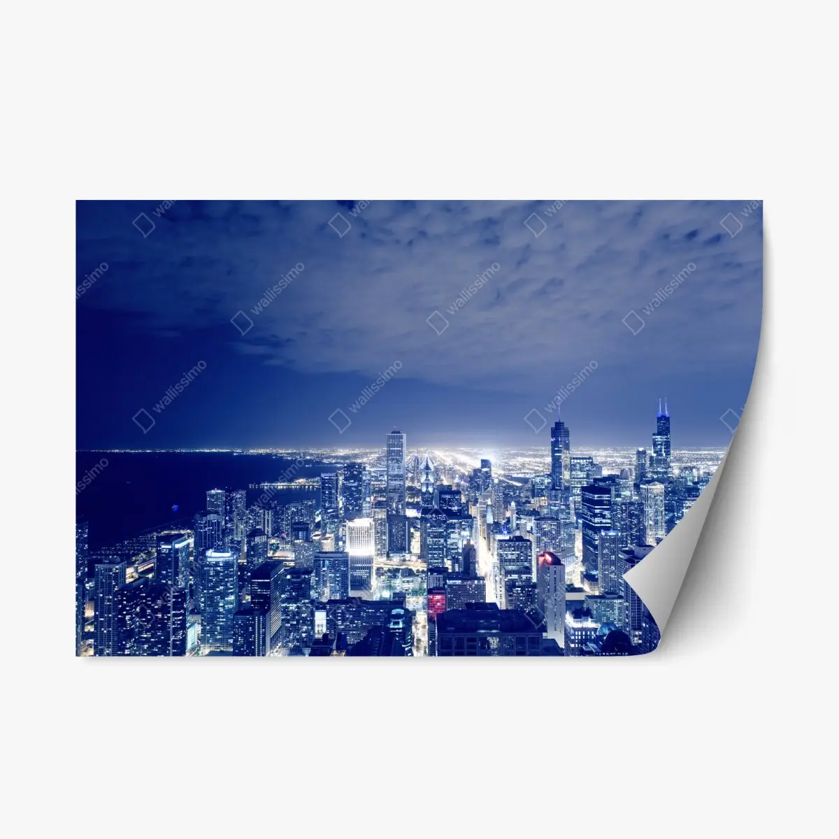 Repositionierbarer Aufkleber Chicago nächtliche skyline panorama – Wallnifity®