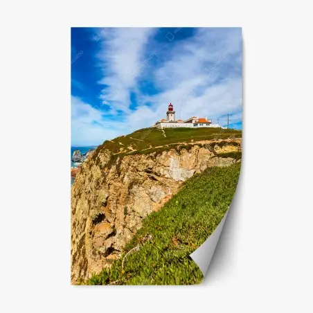 Repositionierbarer Aufkleber leuchtturm auf den klippen von Cabo da Roca – Wallnifity®
