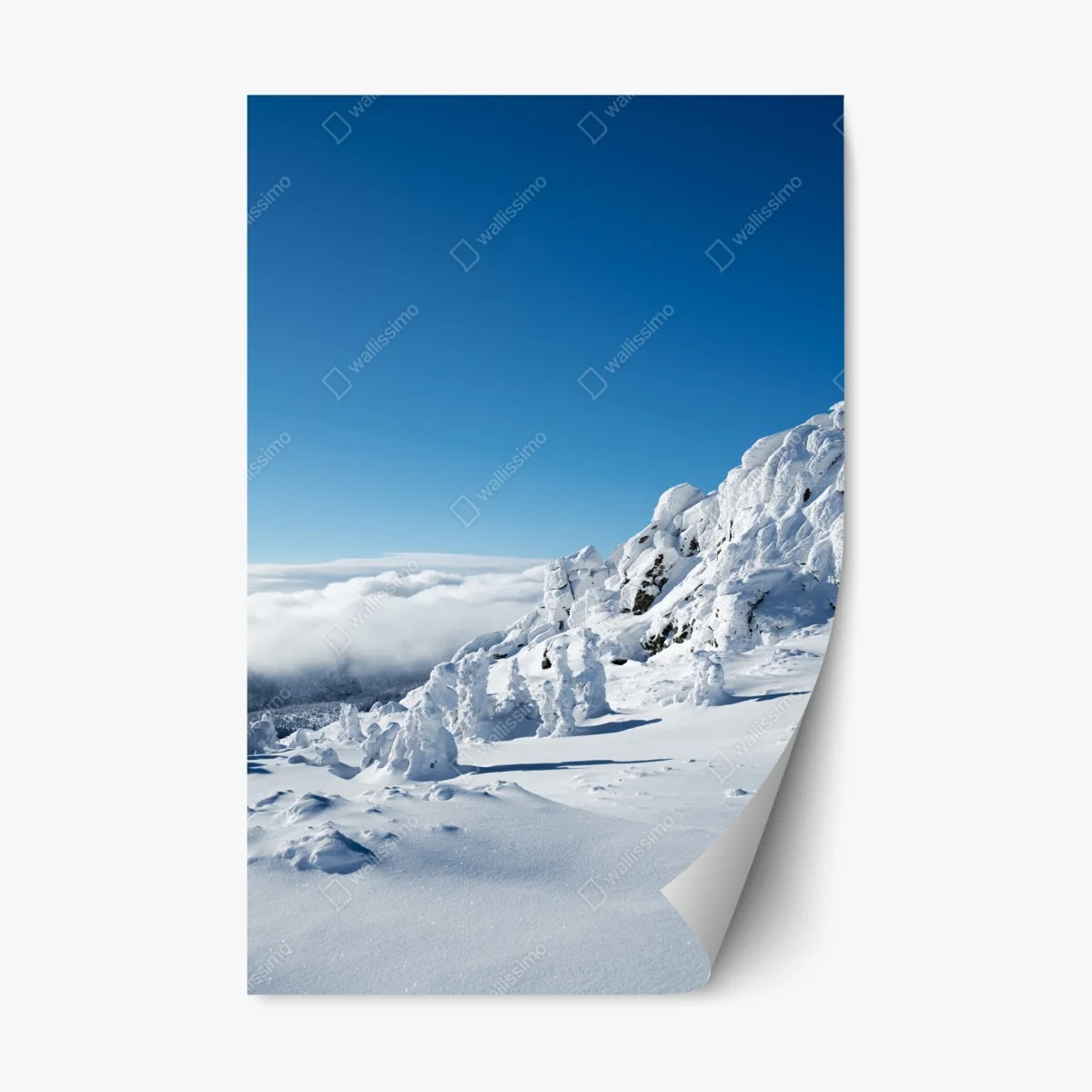 Repositionierbarer Aufkleber ruhige verschneite berglandschaft – Wallnifity® Repositionierbarer Aufkleber ruhige verschneite berglandschaft – Wallnifity®