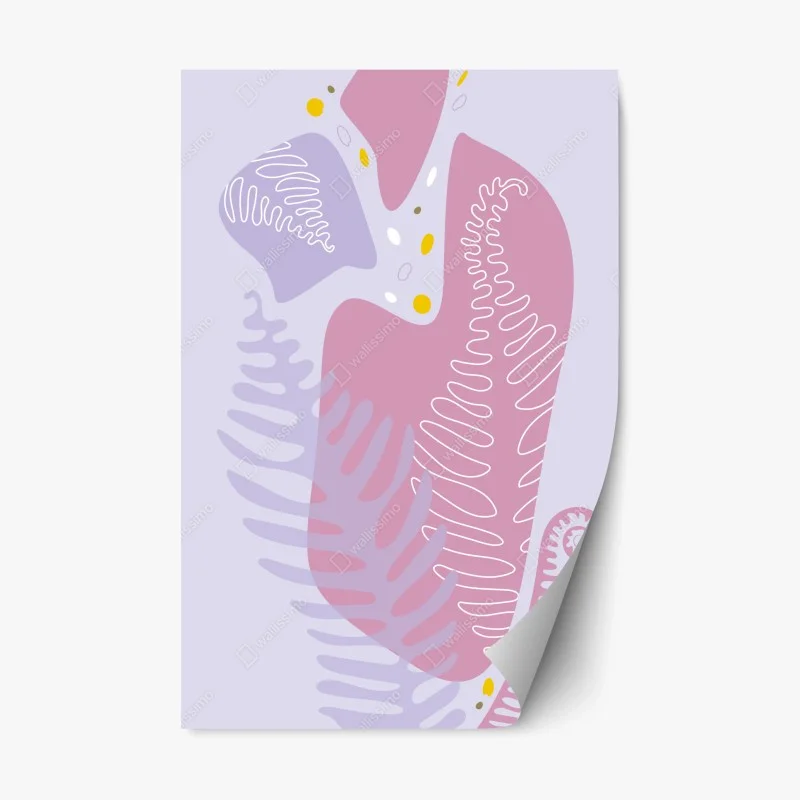 Repositionierbarer Aufkleber zarte pastell-botanische abstraktion