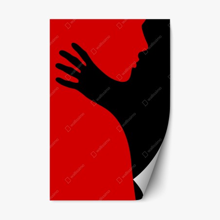 Repositionierbarer Aufkleber kräftige rot-schwarze silhouette – Wallnifity®