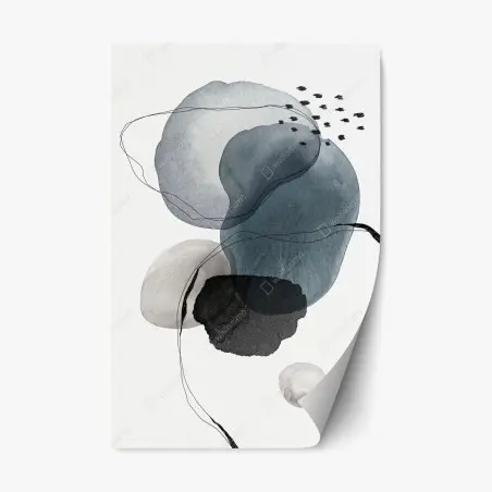 Repositionierbarer Aufkleber ruhige blaue aquarellkugeln – Wallnifity®