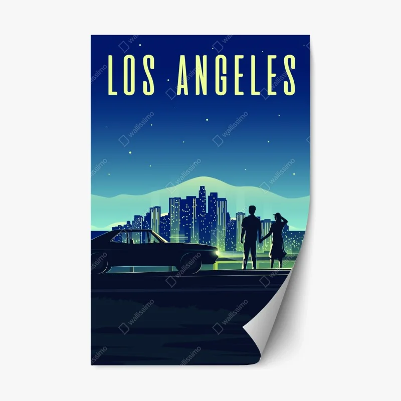 Repositionierbarer Aufkleber Los Angeles nächtliche skyline