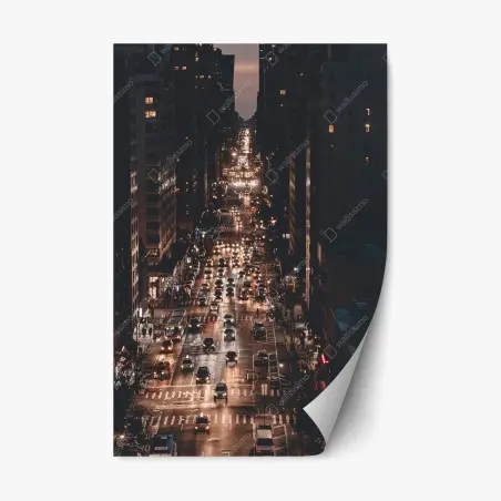 Repositionierbarer Aufkleber Manhattan nächtliche avenue – Wallnifity®