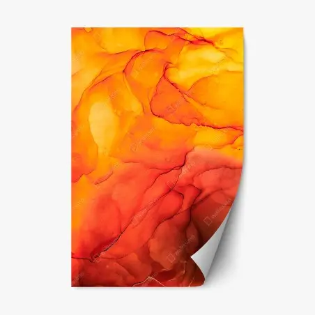 Repositionierbarer Aufkleber lebendige orange abstrakte alkoholkunst – Wallnifity®