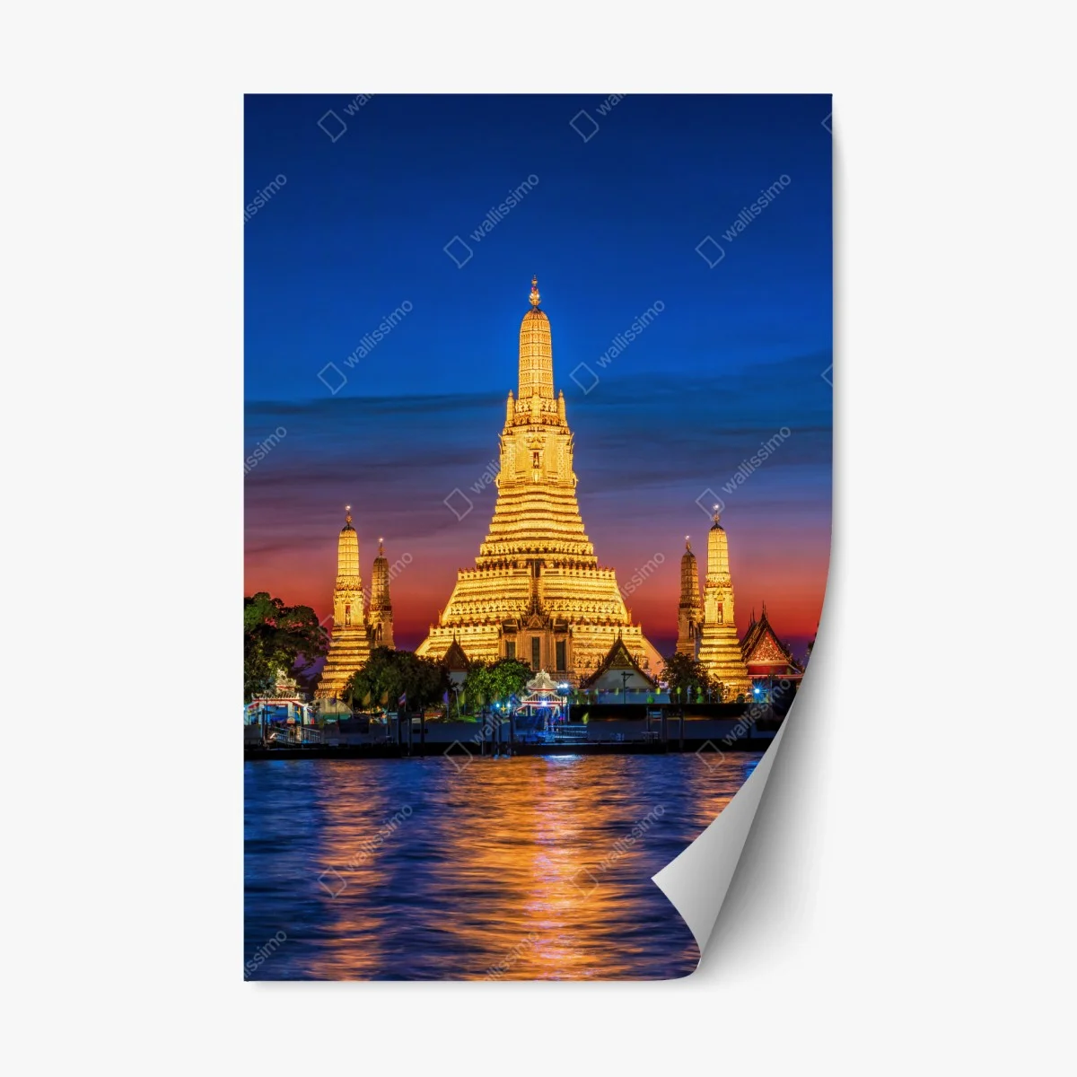Repositionierbarer Aufkleber goldenes Wat Arun in der dämmerung – Wallnifity® Repositionierbarer Aufkleber goldenes Wat Arun in der dämmerung – Wallnifity®