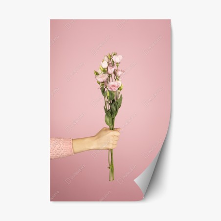 Repositionierbarer Aufkleber zarter rosa eustoma-strauß – Wallnifity®