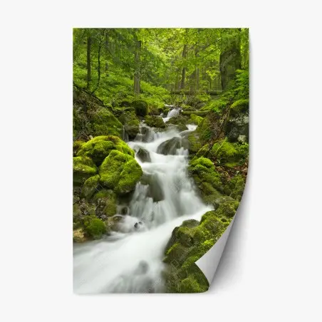 Repositionierbarer Aufkleber moosiger wasserfall – Wallnifity®