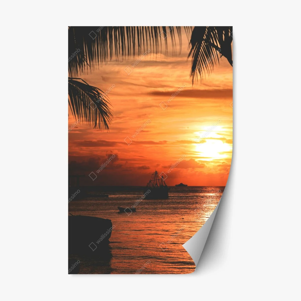 Repositionierbarer Aufkleber tropischer sonnenuntergang am meer – Wallnifity® Repositionierbarer Aufkleber tropischer sonnenuntergang am meer – Wallnifity®