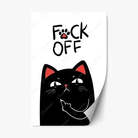 Repositionierbarer Aufkleber freche schwarze katze mit attitude – Wallnifity®