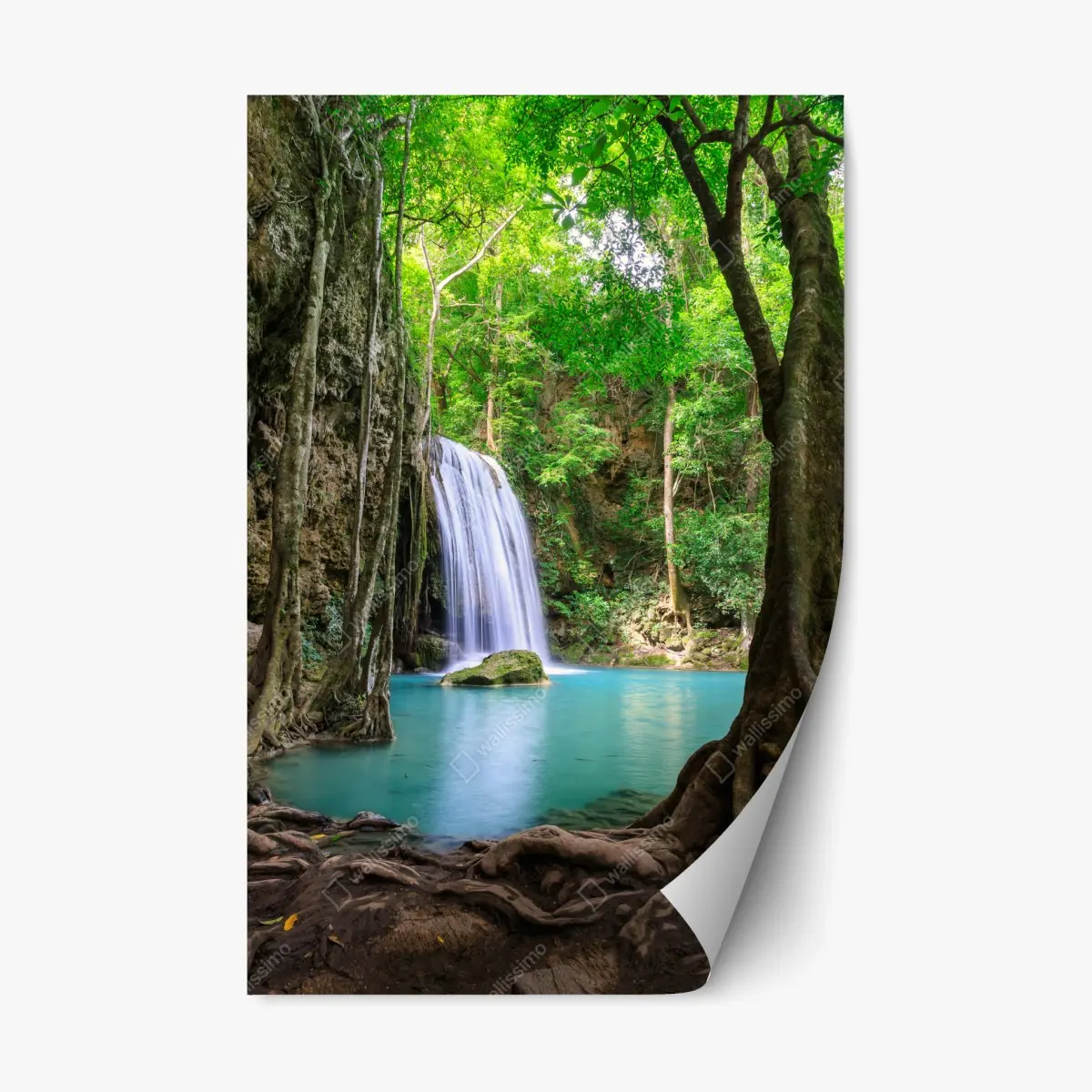 Repositionierbarer Aufkleber ruhiger wasserfall im Erawan Nationalpark – Wallnifity®