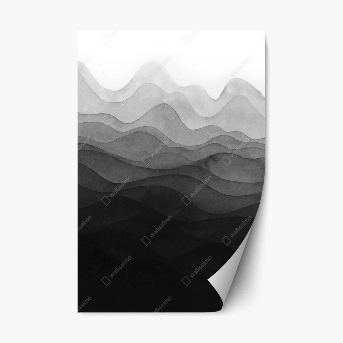 Repositionierbarer Aufkleber monochrome geschichtete berge – Wallnifity® Repositionierbarer Aufkleber monochrome geschichtete berge – Wallnifity®