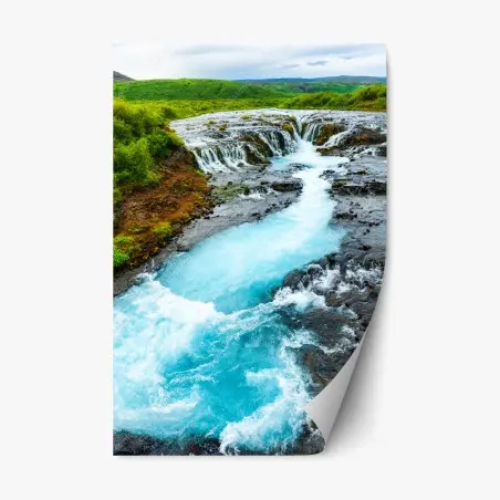 Repositionierbarer Aufkleber wasserfall Bruarfoss, Island – Wallnifity®