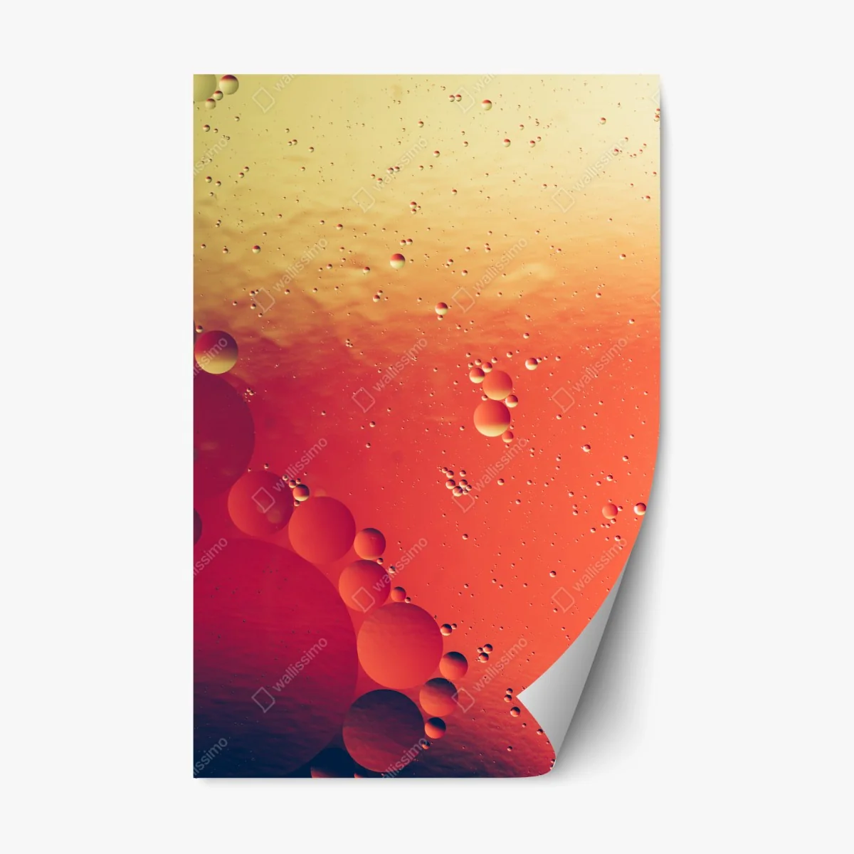 Repositionierbarer Aufkleber warme orange abstraktion mit blasen – Wallnifity® Repositionierbarer Aufkleber warme orange abstraktion mit blasen – Wallnifity®