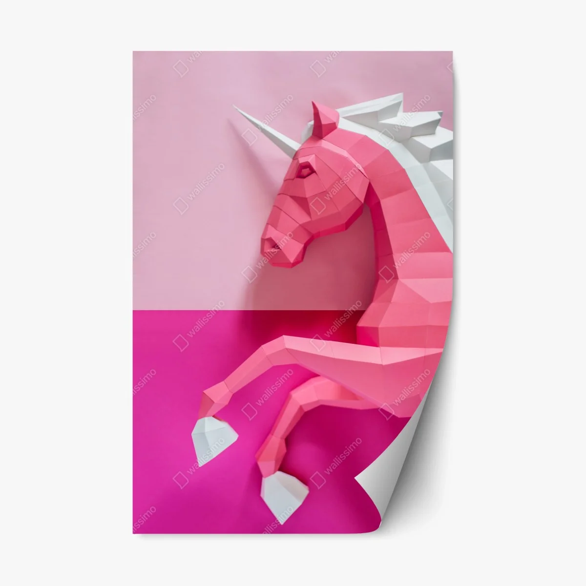 Repositionierbarer Aufkleber rosa geometrisches einhorn – Wallnifity® Repositionierbarer Aufkleber rosa geometrisches einhorn – Wallnifity®