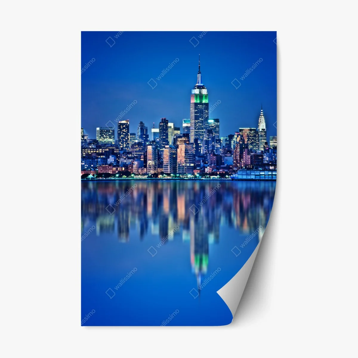 Repositionierbarer Aufkleber New York skyline bei nacht mit spiegelung – Wallnifity® Repositionierbarer Aufkleber New York skyline bei nacht mit spiegelung – Wallnifity®