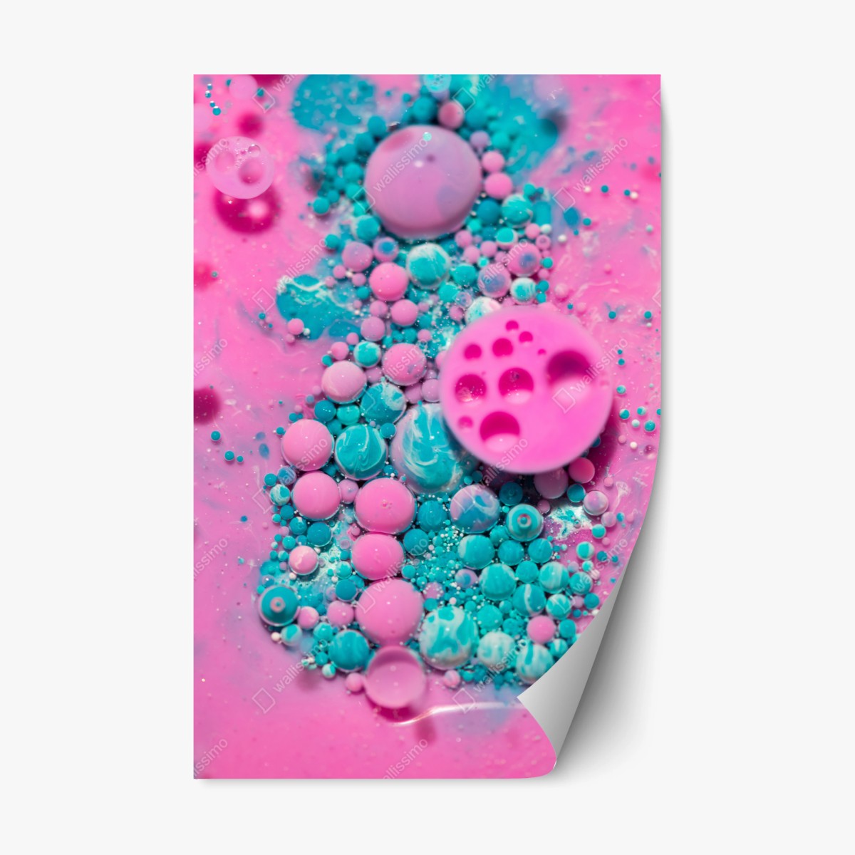 Repositionierbarer Aufkleber rosa und türkis marmor abstrakt – Wallnifity®