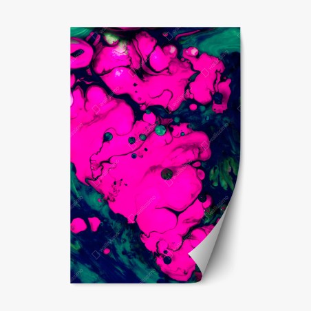 Repositionierbarer Aufkleber neonpink flüssige abstraktion – Wallnifity®