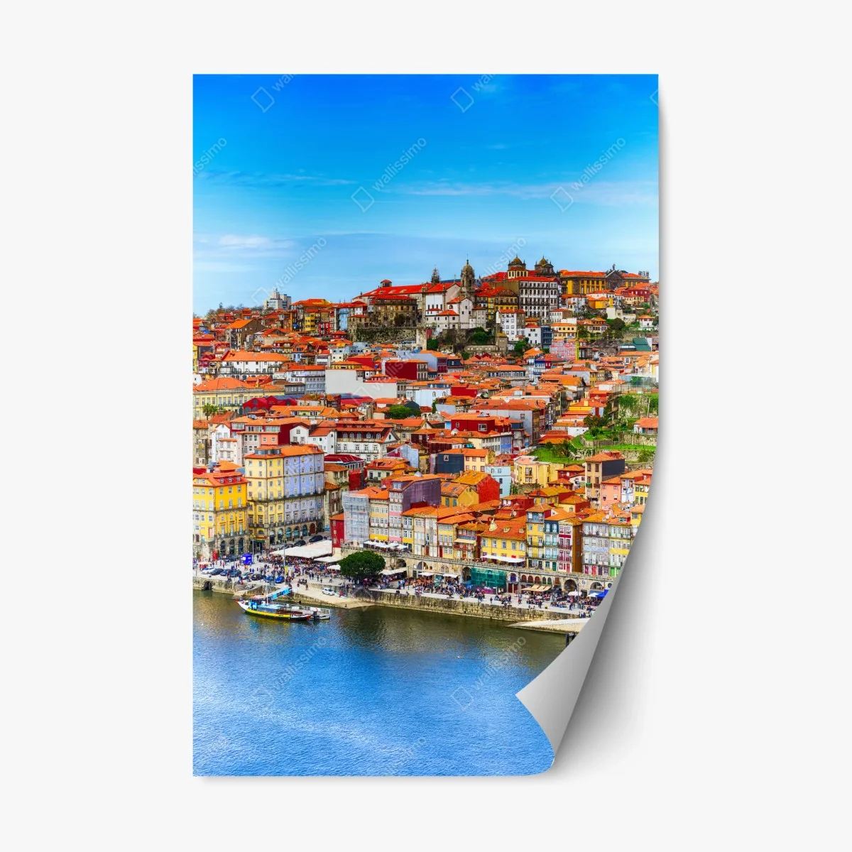 Repositionierbarer Aufkleber Porto buntes uferpanorama – Wallnifity® Repositionierbarer Aufkleber Porto buntes uferpanorama – Wallnifity®