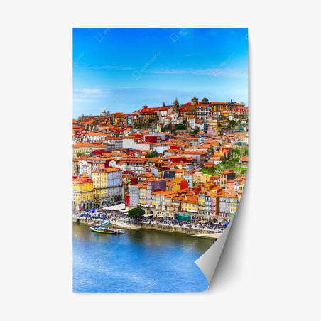 Repositionierbarer Aufkleber Porto buntes uferpanorama – Wallnifity®