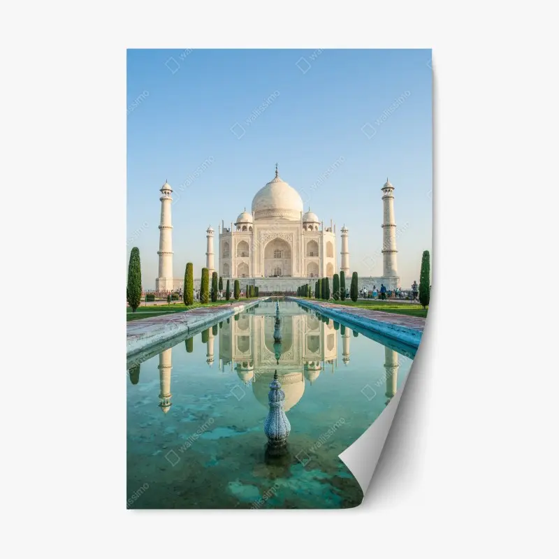 Repositionierbarer Aufkleber Taj Mahal spiegelung im morgendlichen licht