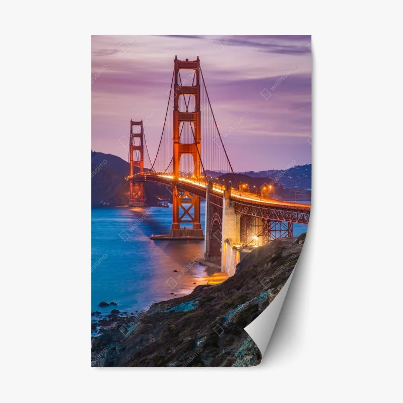 Repositionierbarer Aufkleber golden gate bridge bei dämmerung, San Francisco