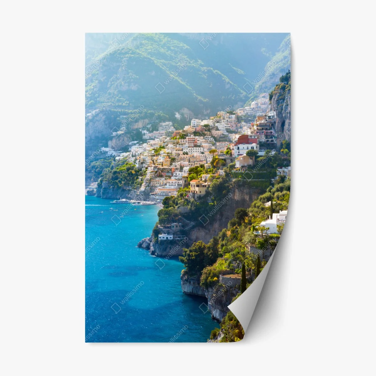 Repositionierbarer Aufkleber Positano küstenpanorama an der klippe – Wallnifity® Repositionierbarer Aufkleber Positano küstenpanorama an der klippe – Wallnifity®