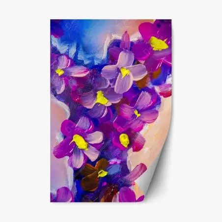 Repositionierbarer Aufkleber intensiver violetter blumenstrauß – Wallnifity®