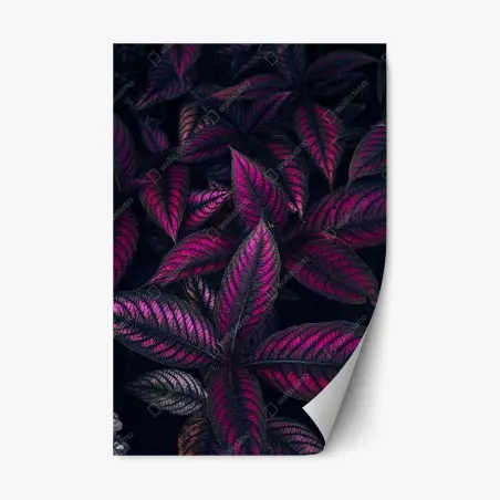 Repositionierbarer Aufkleber leuchtendes violettes blättermotiv – Wallnifity®
