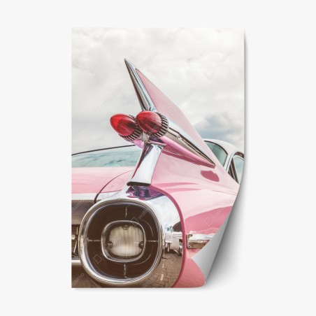 Repositionierbarer Aufkleber rosa retro klassisches auto heckflosse – Wallnifity®