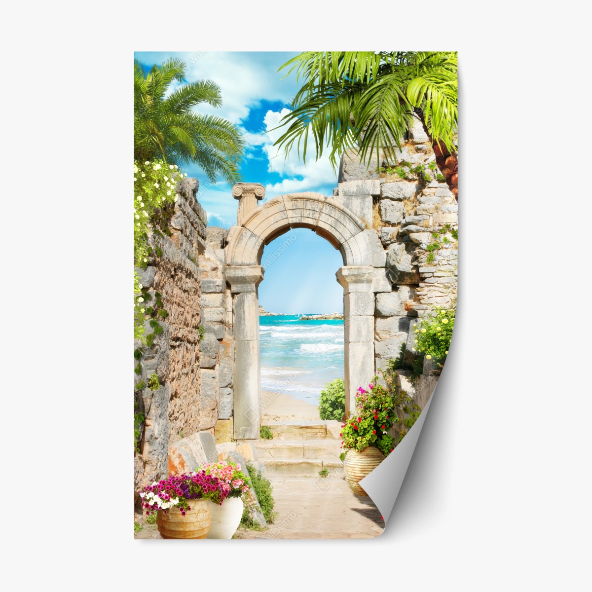 Repositionierbarer Aufkleber sonniger bogen zum meer – Wallnifity®